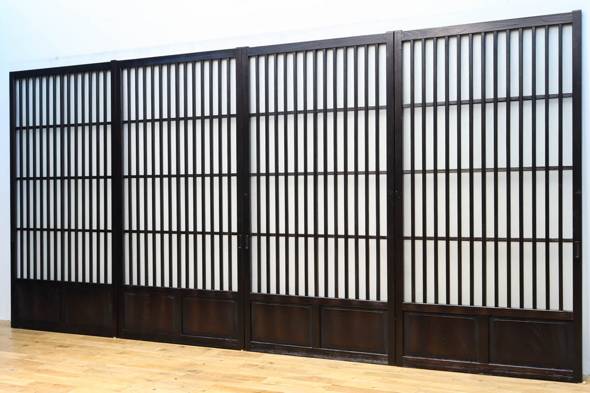 幅928ミリ 和の風情溢れる格子づくりのスリガラス入りガラス戸 F8315a