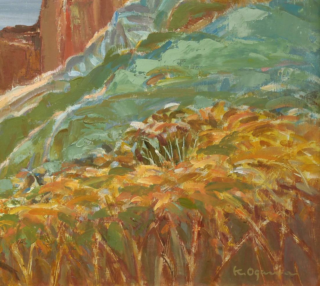 小川清「赤岩秋景（小樽）」油絵・F12号 絵画買取・販売の小竹美術