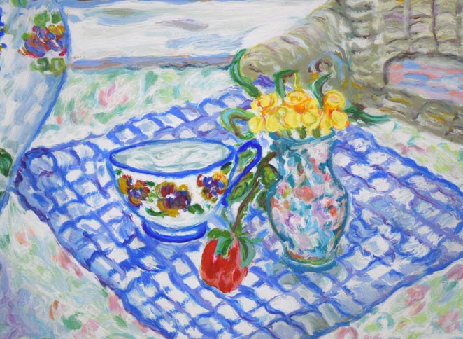 レスリー セイヤー（Leslie SAYOUR）「カラフルテーブル」シルク