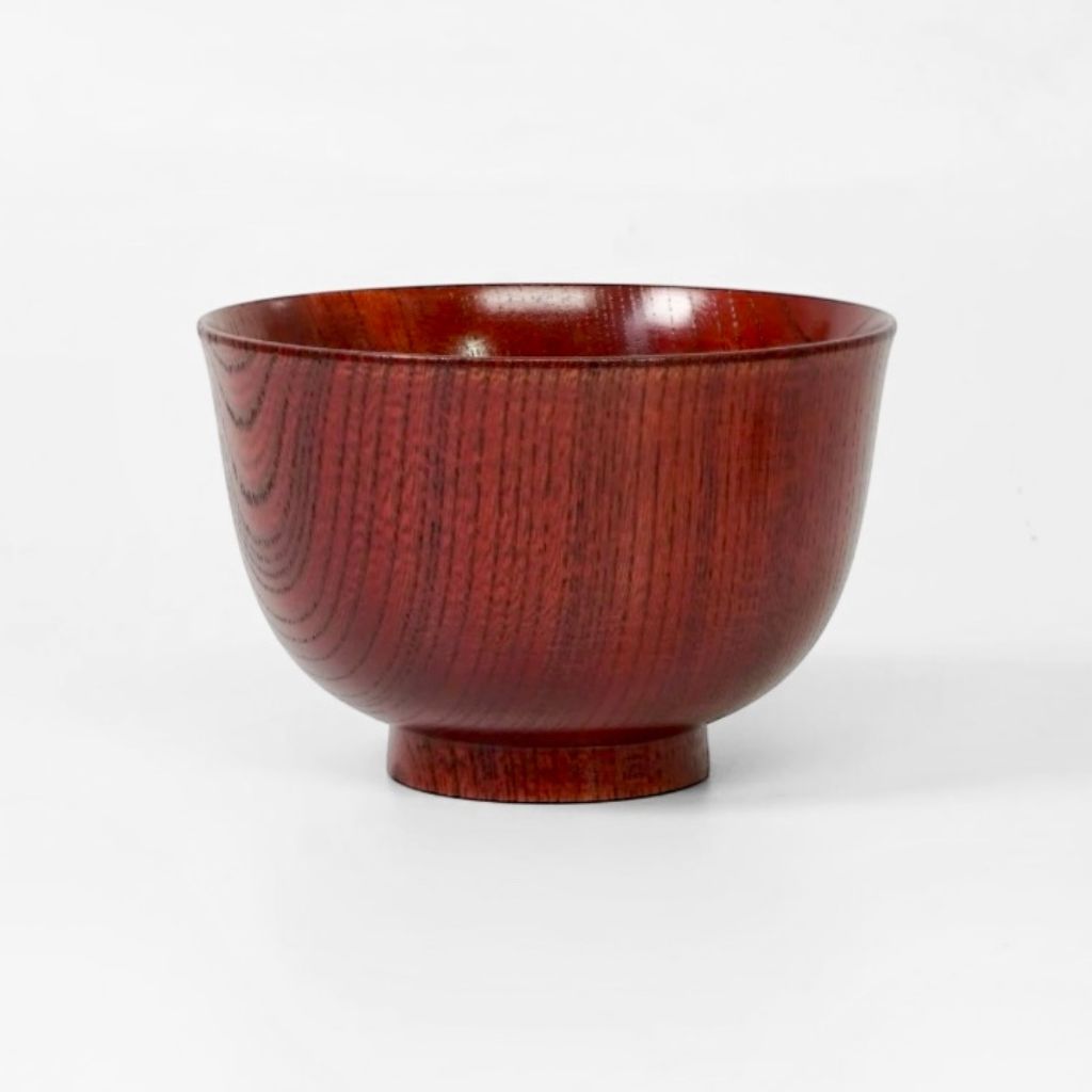 山中塗 3.6 欅 羽反汁椀（黒摺／赤摺） – 漆器 高翆