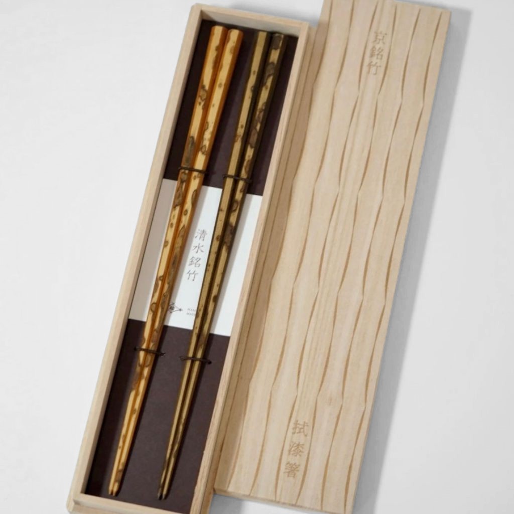 京都 清水銘竹 箸 図面竹 八角拭漆 ペア – 漆器 高翆