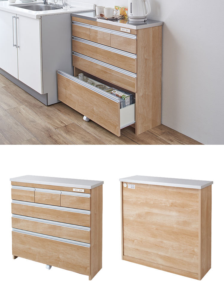 完成品 日本製】キッチンカウンター ステンレス天板 幅90 高さ85 4段