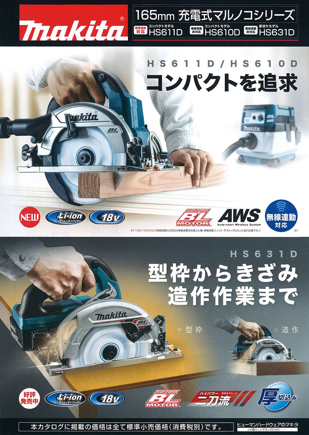 マキタ(makita) HS611D HS610D 充電式丸ノコ 165mm 【徹底解説