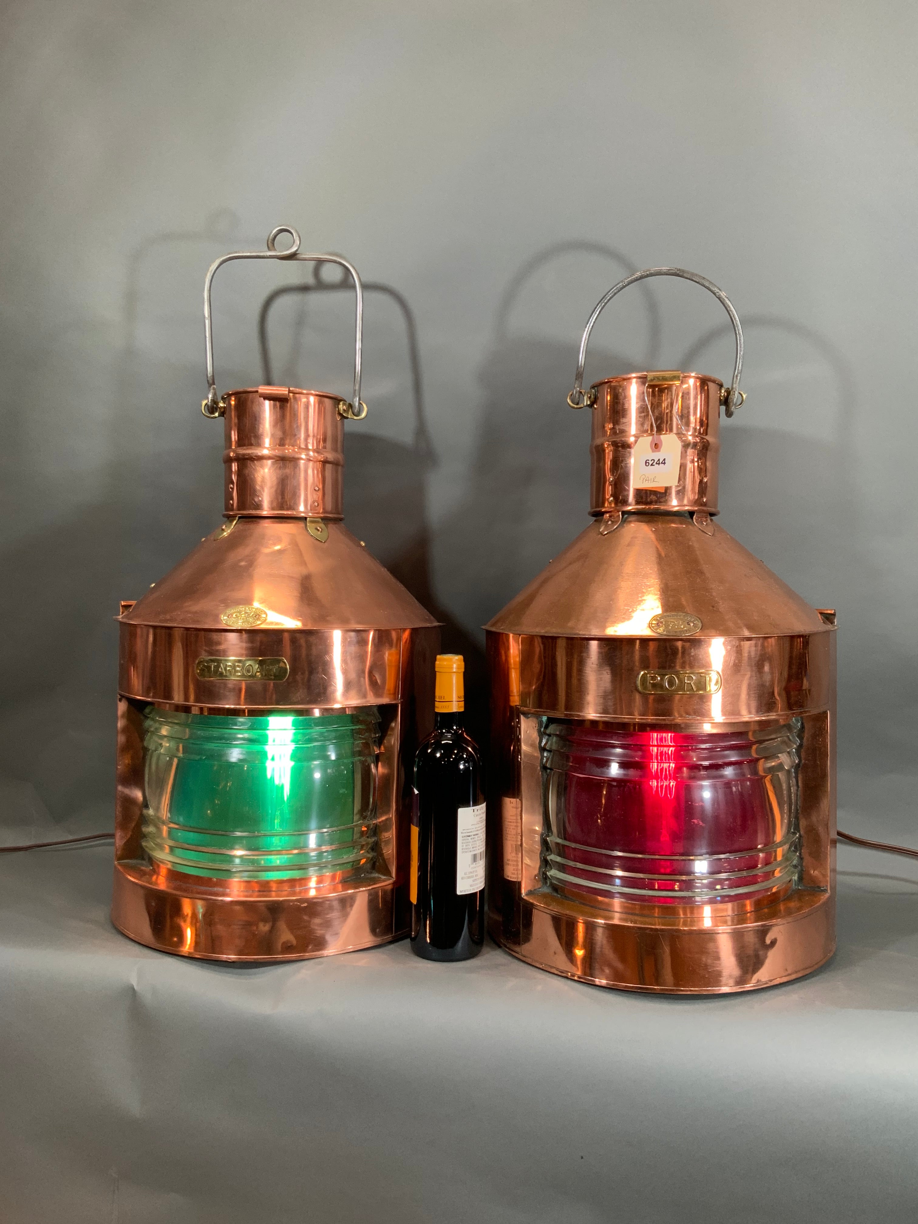 Pair of Solid Copper Port and Starboard Lights by 