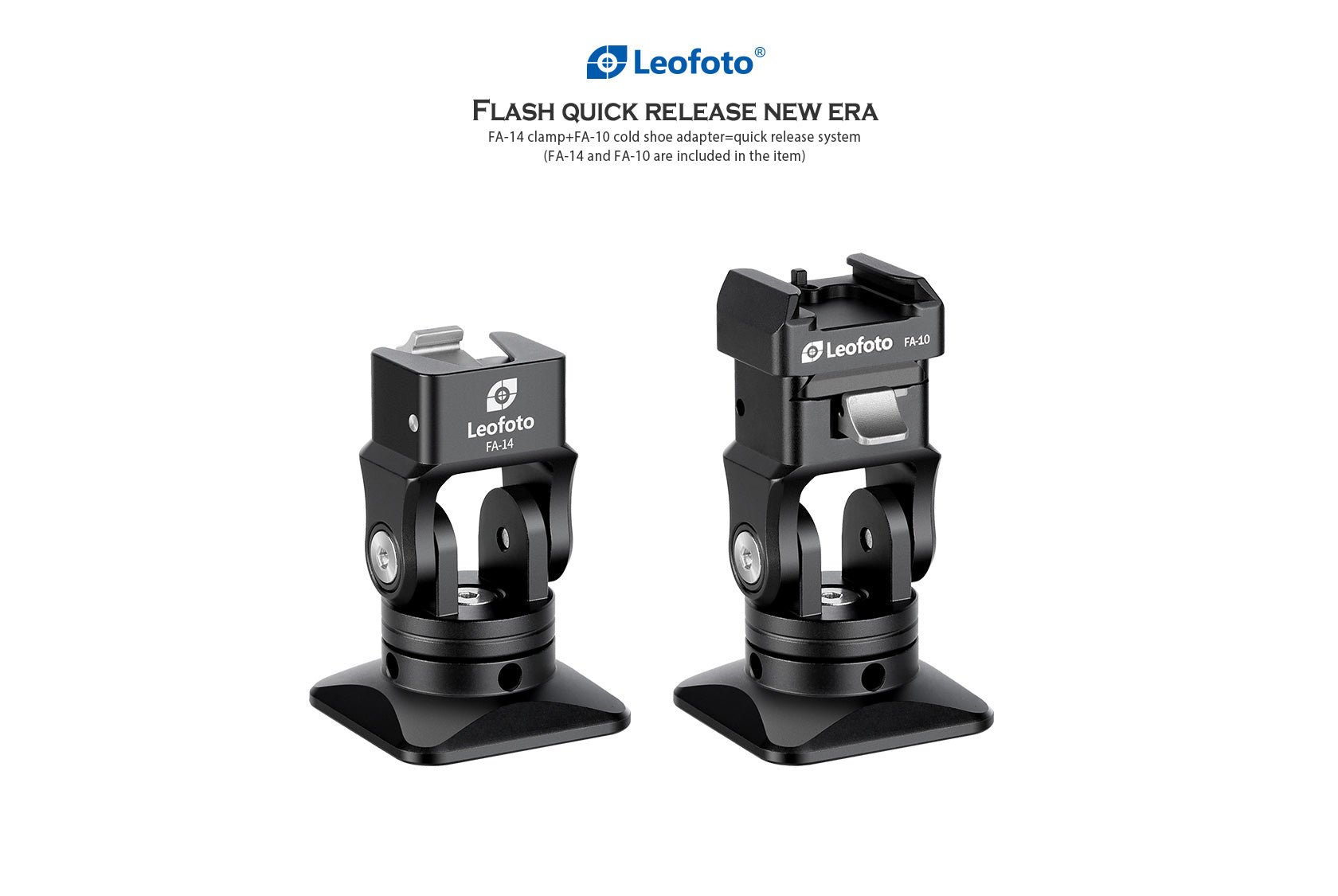 Leofoto FA-14+FA-10 Kit QR Tilting & Pivoting Flash Adapter