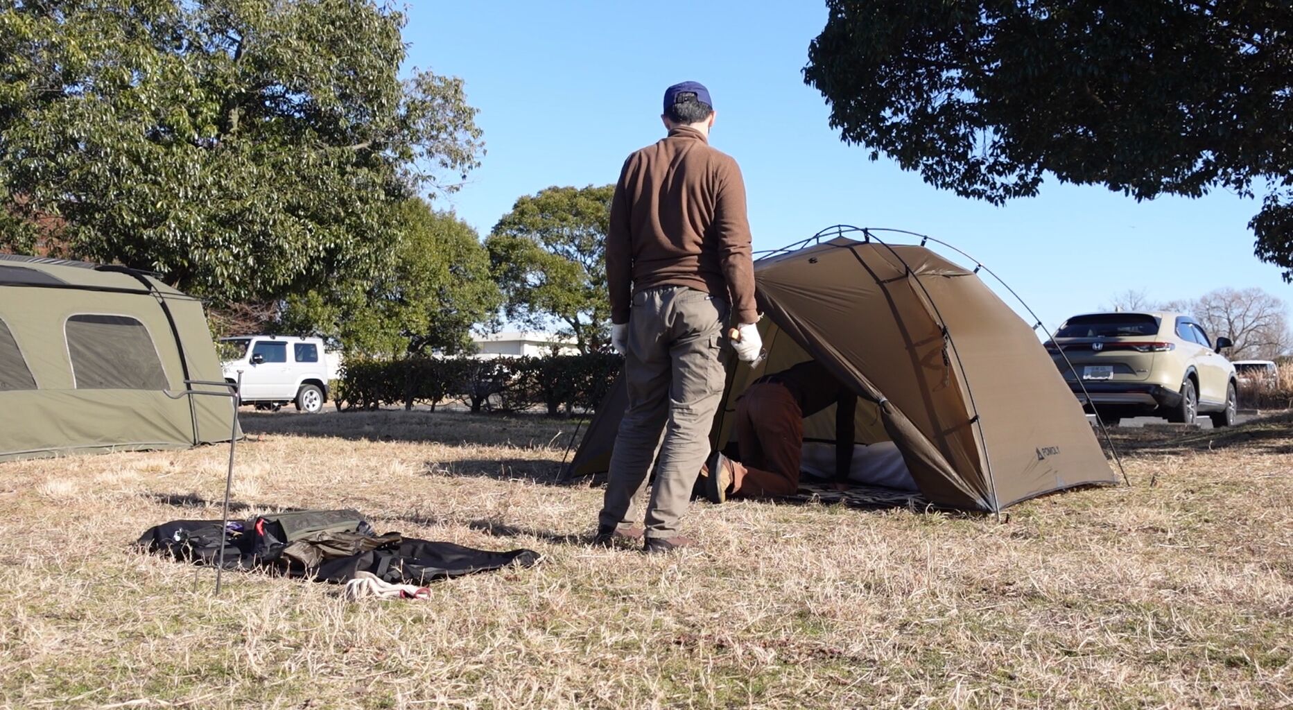 ソロ用ホットテント Dune Soloで薪ストーブキャンプ(設営編) : Biwako Camp