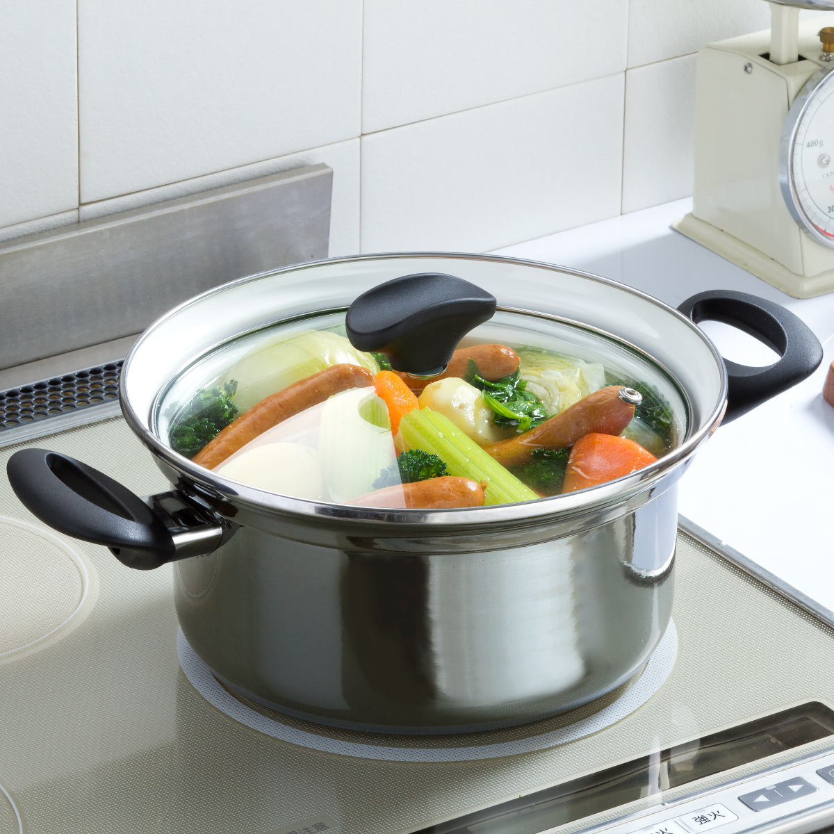 両手鍋 20cm IH対応 オニキス ホーロー製 （ ガス火対応 両手なべ 蓋