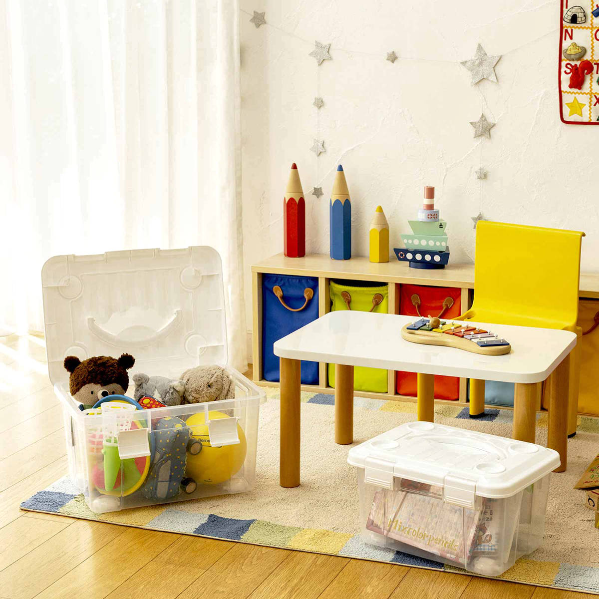 収納ボックス 幅36×奥行27×高さ21cm フタ付き 持ち手付き プラスチック