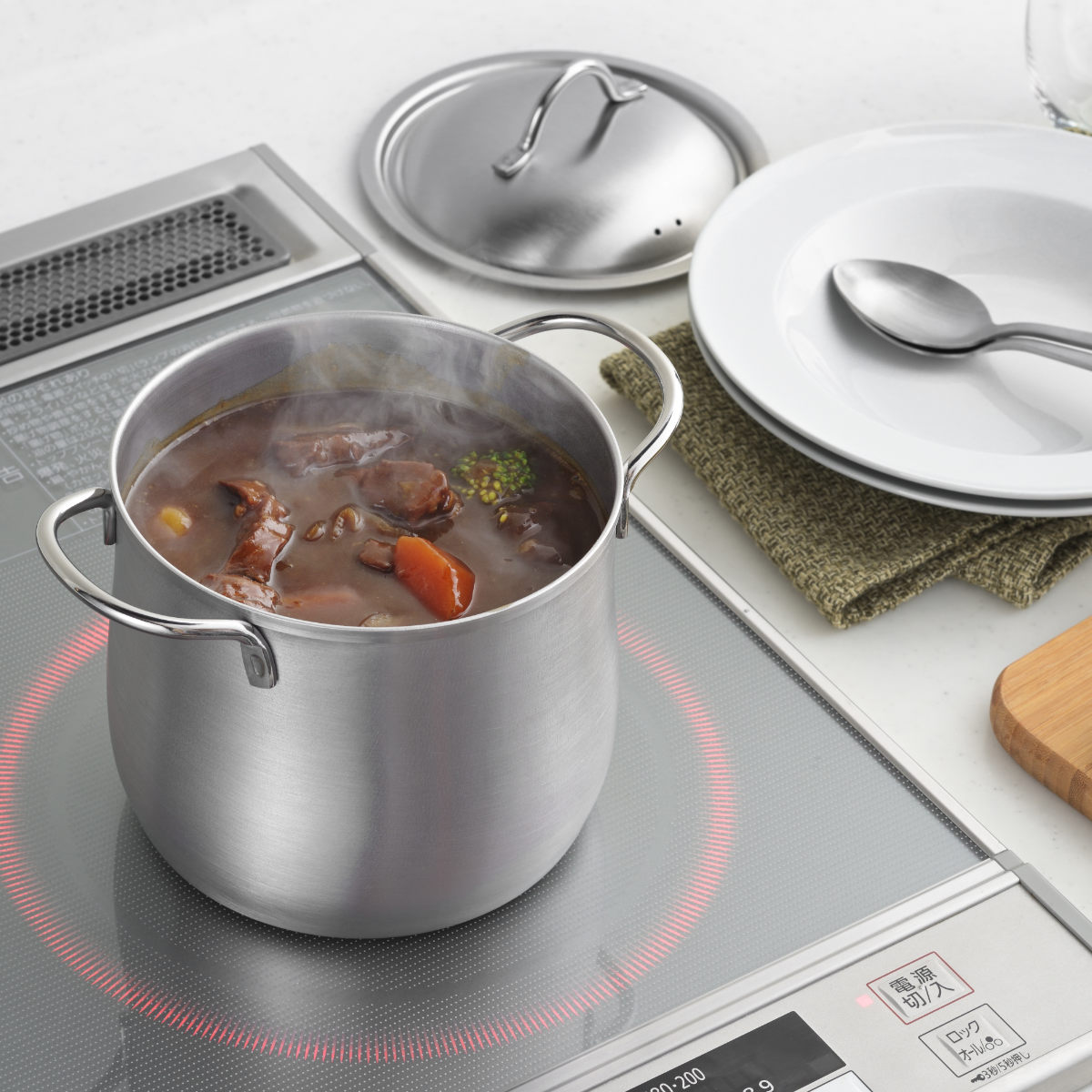 dショッピング |両手鍋 14cm 深型 IH対応 煮込み鍋 ステンレス製 郷技