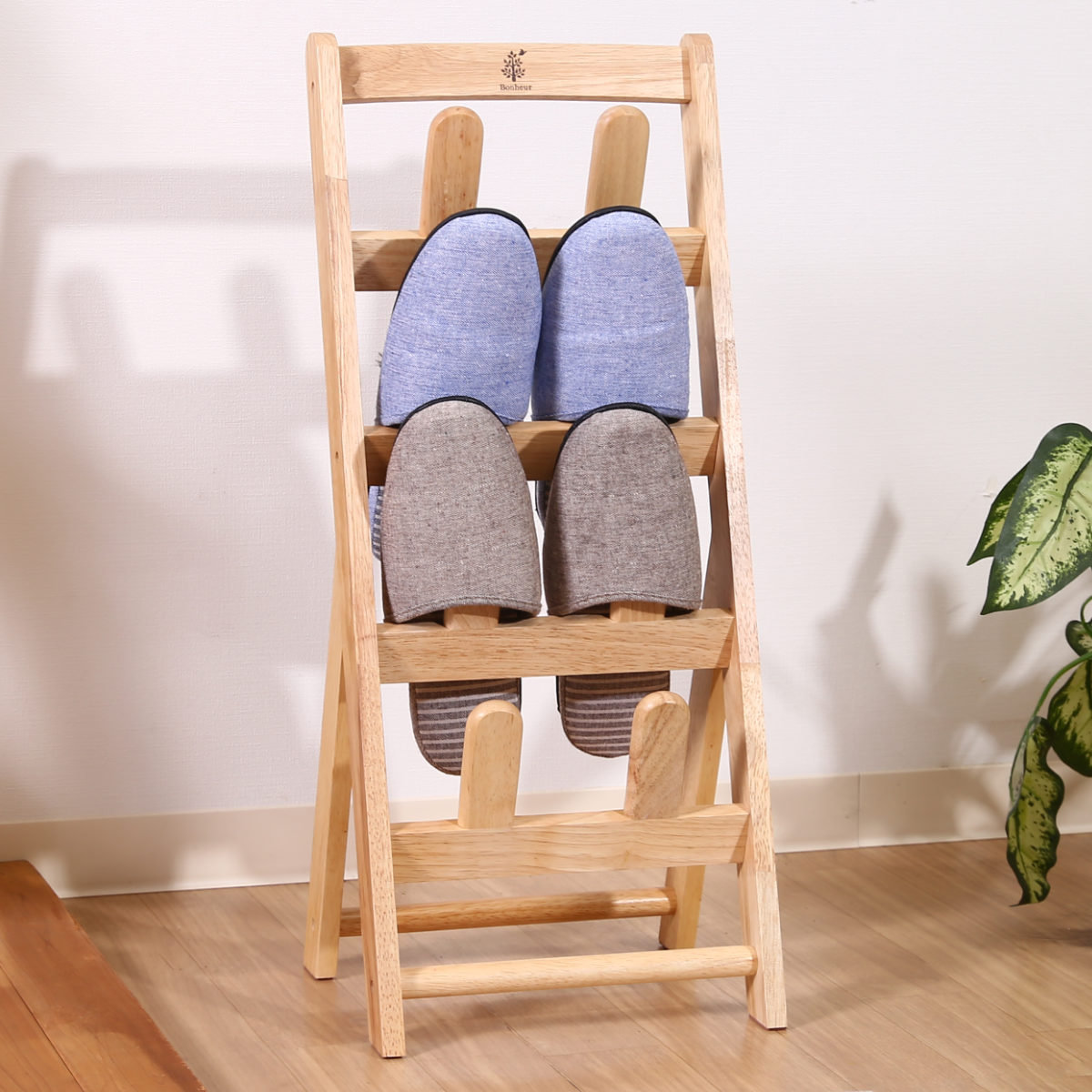 スリッパラック 4足分 ボヌール 木製 （ スリッパ スリッパスタンド