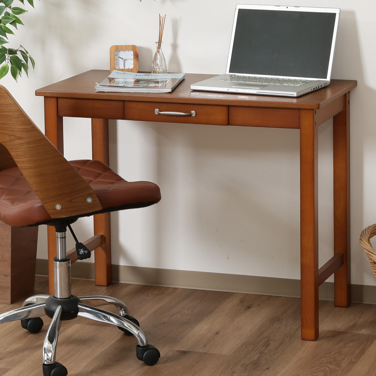 ワークデスク 幅90cm 引き出し付 パソコンデスク （ スリム コンパクト