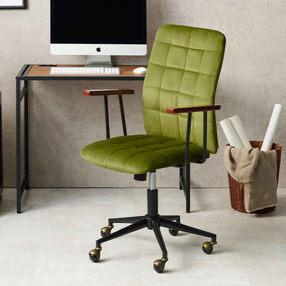 dショッピング |オフィスチェア 座面高43～53cm 高さ調節 ベロア調