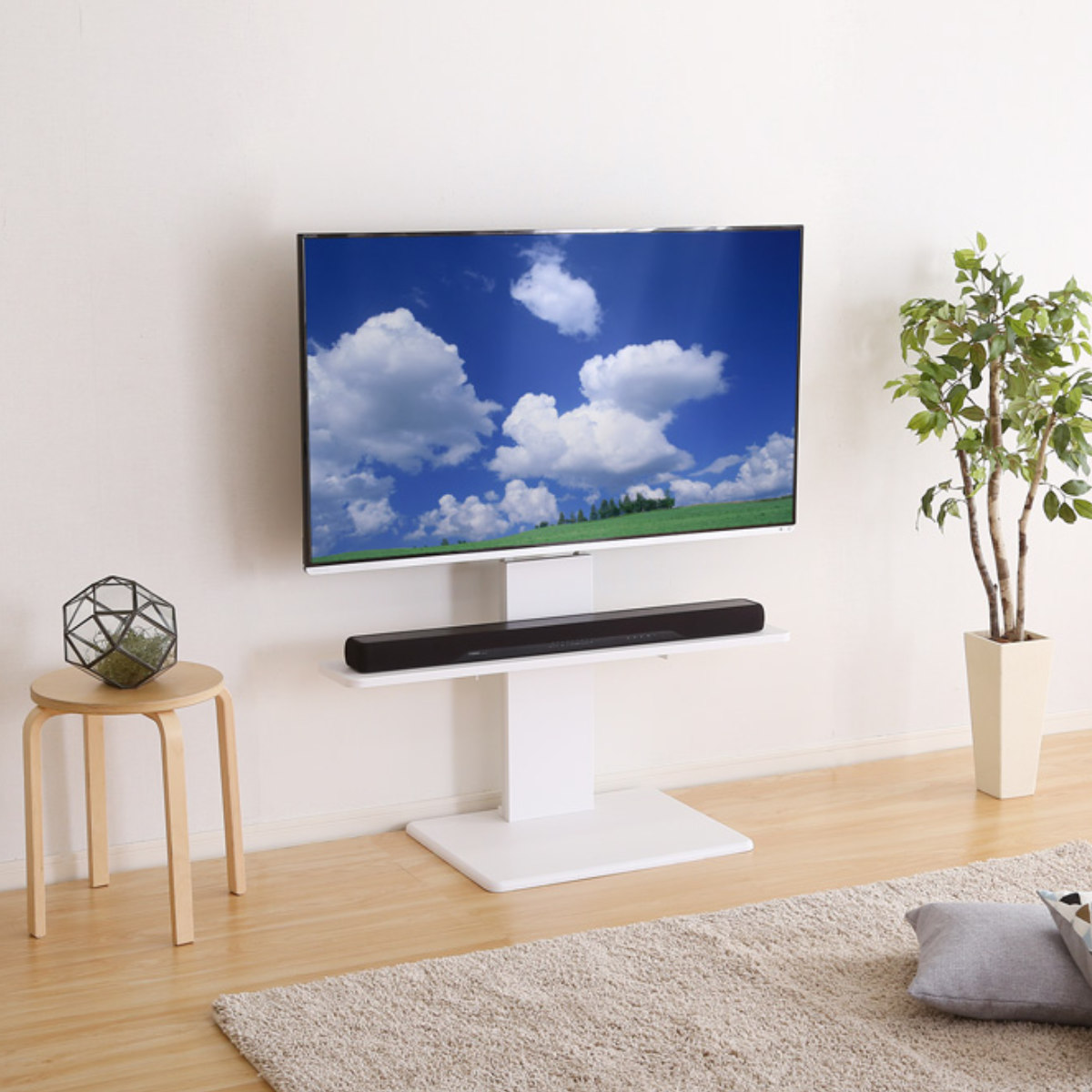 テレビスタンド 55インチ対応 ロータイプ 壁寄せ 耐震 首振り サウンド