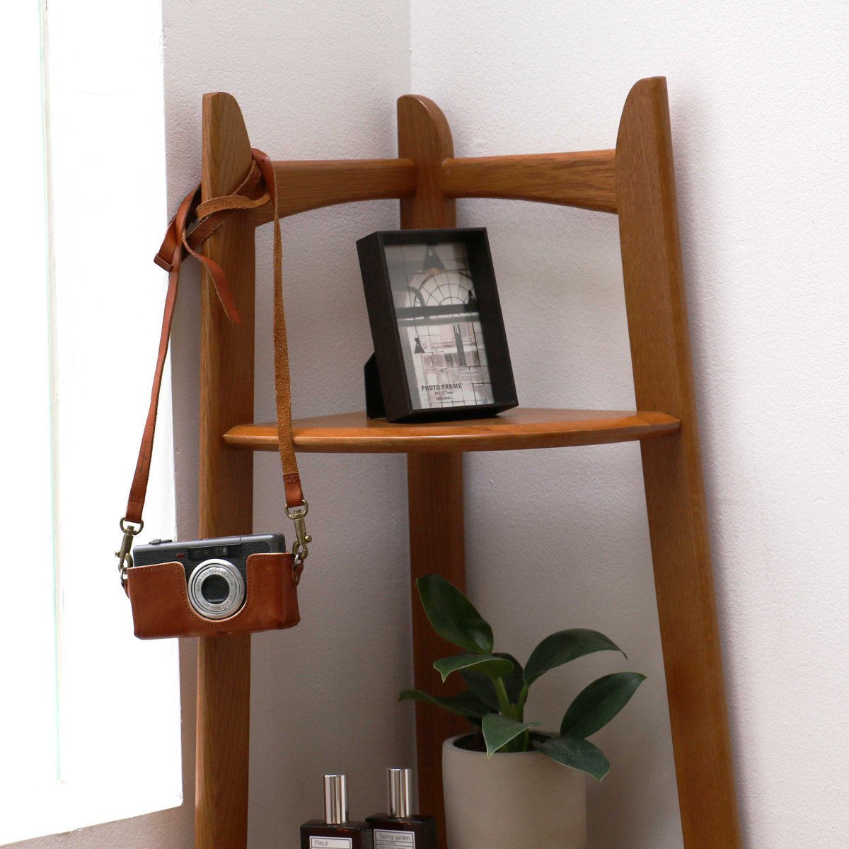 コーナーラック 幅35cm 4段 天然木 OAKER （ シェルフ 棚 コーナー