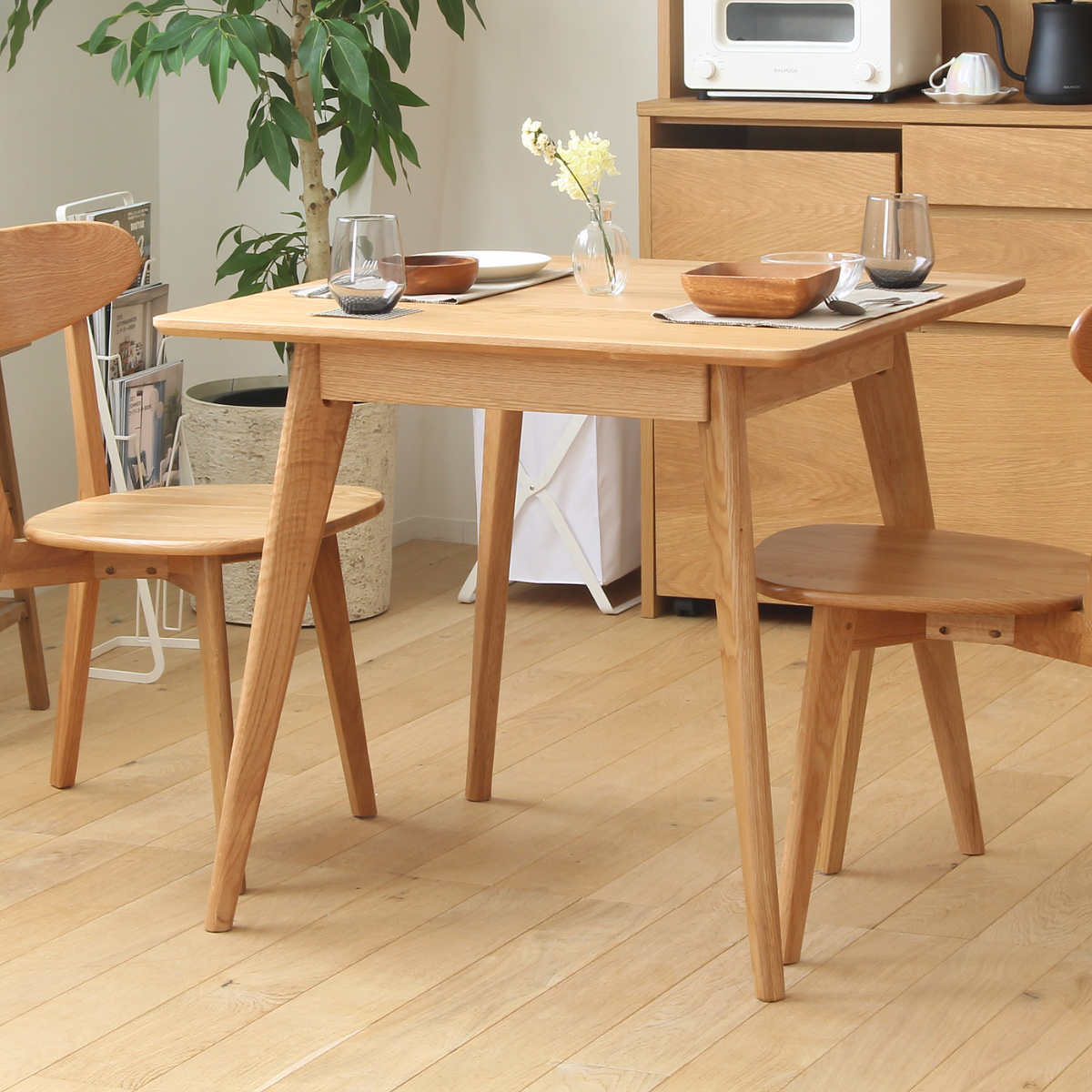 dショッピング |ダイニングテーブル 幅80cm 正方形 リバー 木製 天然木