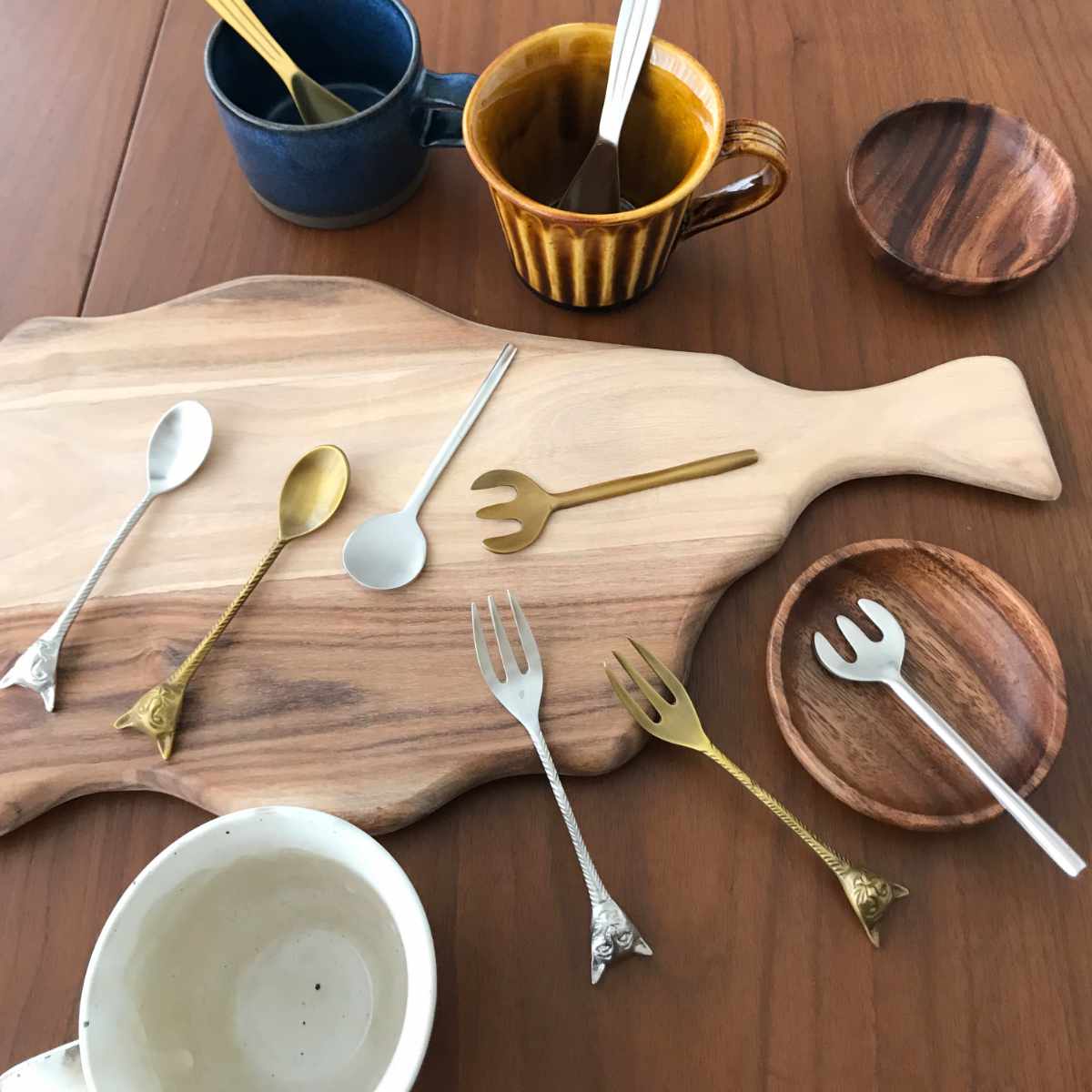 ティースプーン 12cm ブラスカトラリー キャットフェイス ブラス