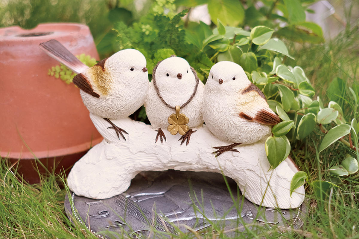 dショッピング |ガーデンオーナメント シマエナガ 置物