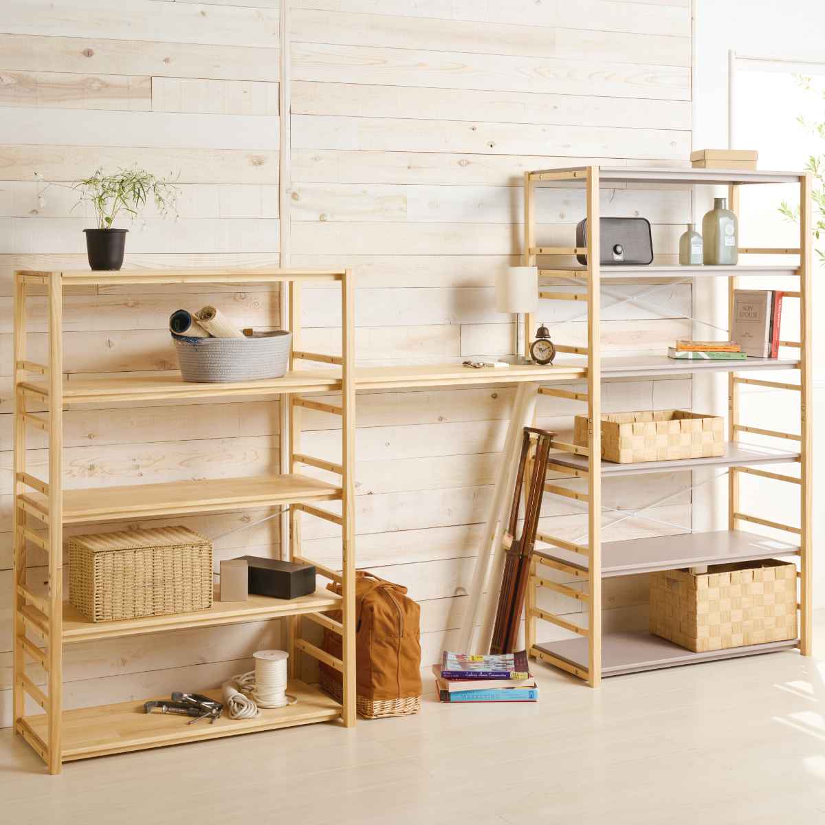 フリーラック 6段 天然木 オープンラック パレット 約幅85cm （ ラック