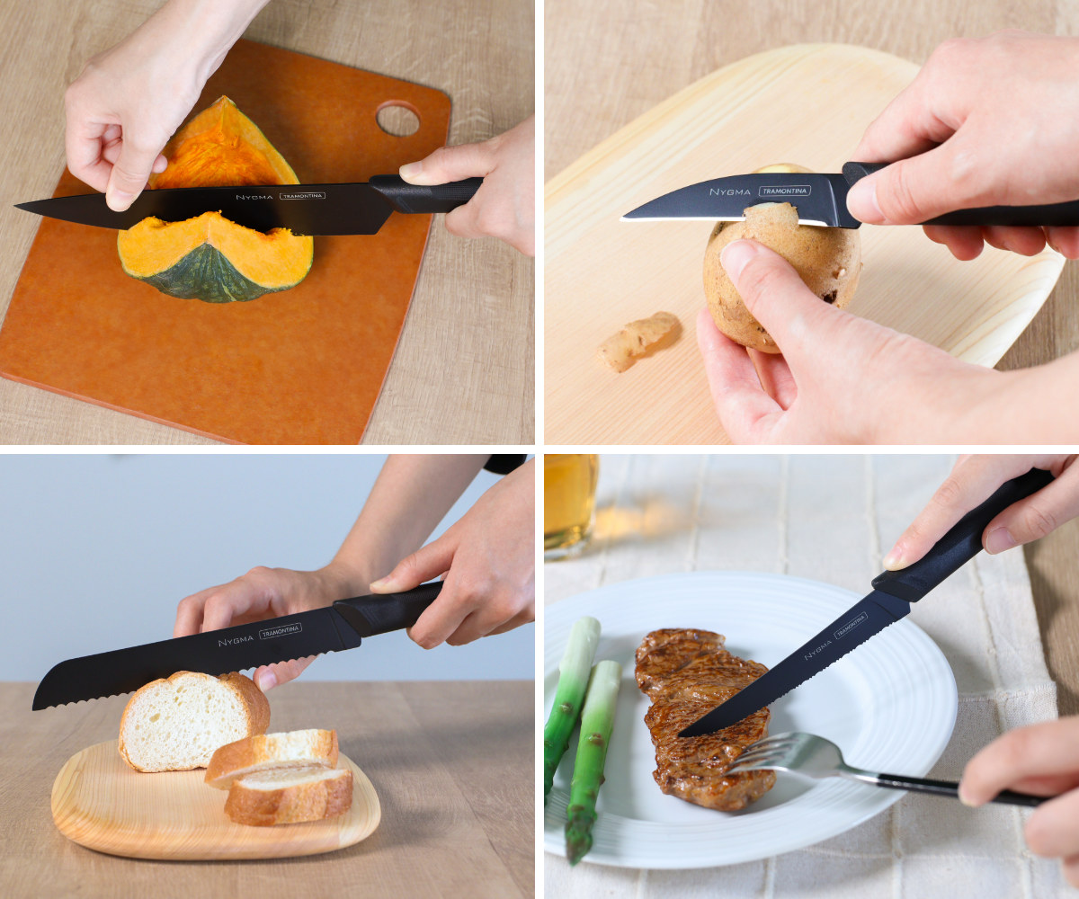 包丁 6点セット ニグマ ブラック トラモンティーナ （ TRAMONTINA 牛刀