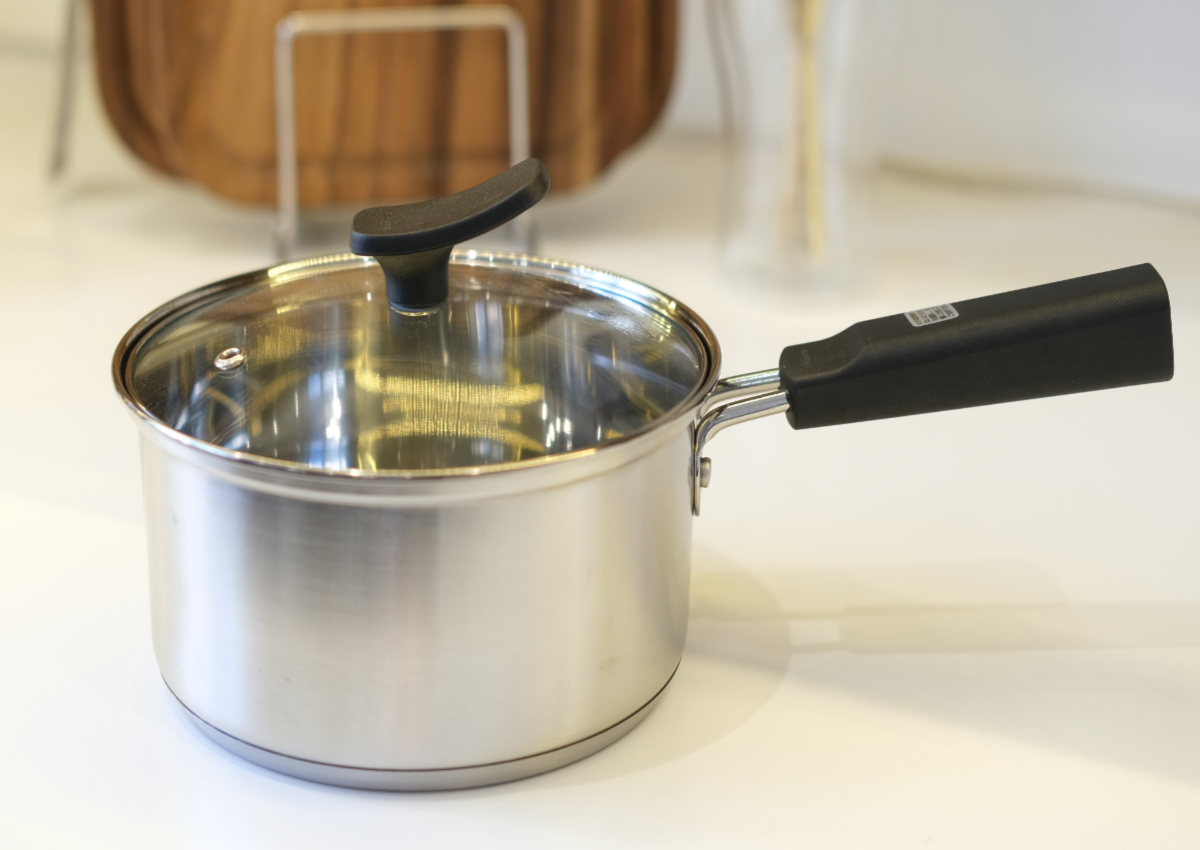 片手鍋 16cm IH対応 チーノ ステンレス製 3層底 ガラス蓋付き （ なべ