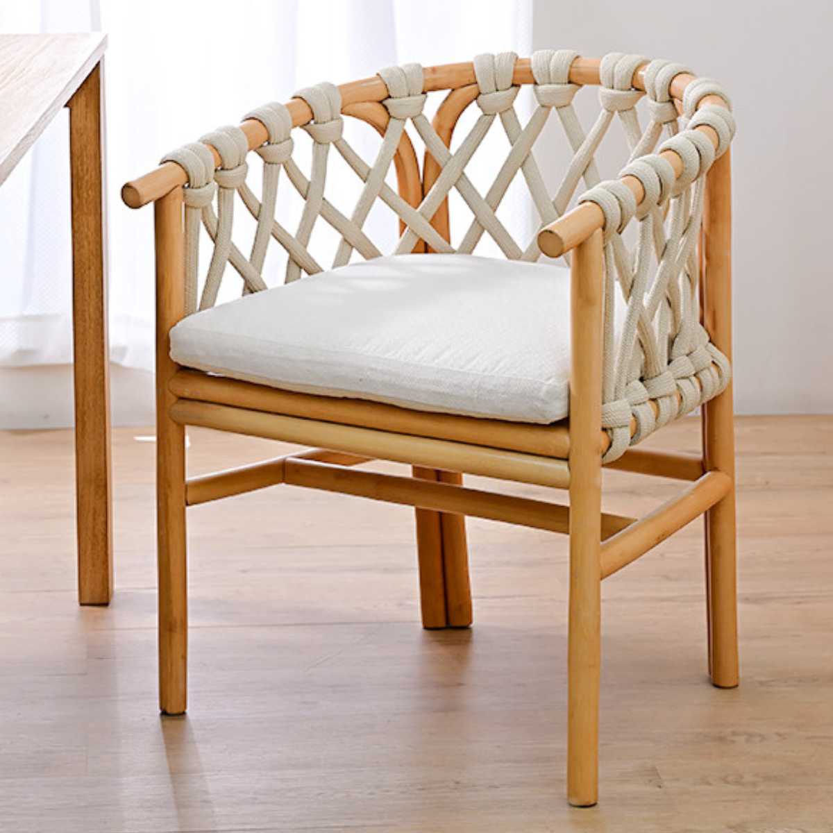 ロープチェア ラタン 座面高45cm クッション付 Breeze （ ラタンチェア