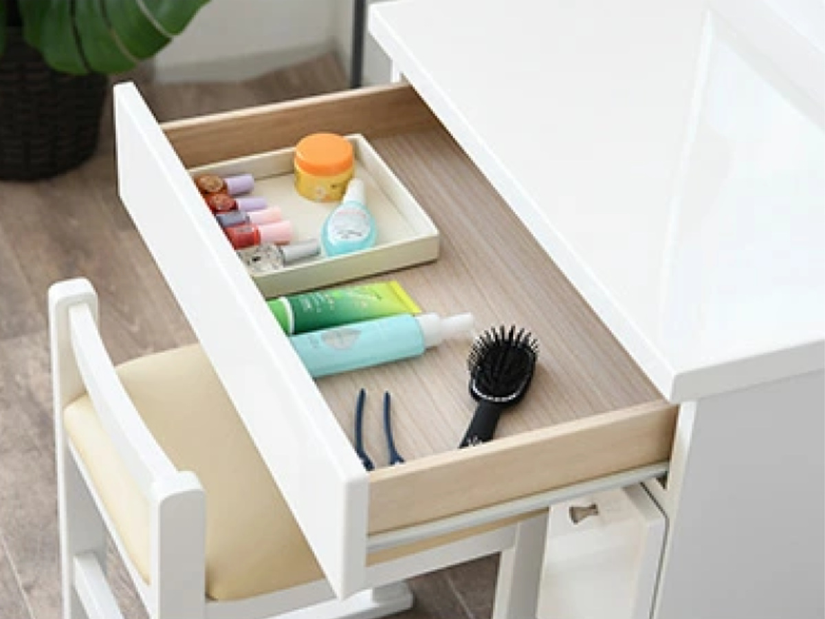 ドレッサー 鏡台 三面鏡 幅58.5cm プリマ （ 奥行41cm スツール付き