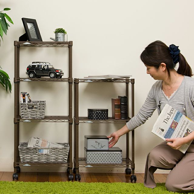 スチールラック 幅45cm 4段 ルミナスカラー 幅45.5×奥行29.5×高104cm