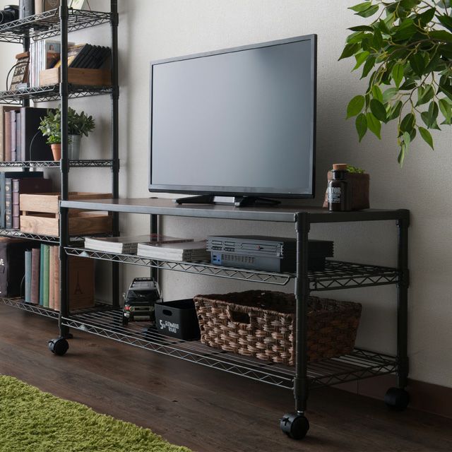 テレビ台 幅110cm 3段 ルミナスノワール 幅111×奥行41×高さ52cm NO1152