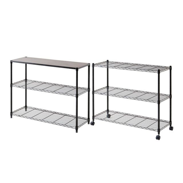 スチールラック 幅110cm ルミナスノワール 分割2台セット 幅111×奥行41