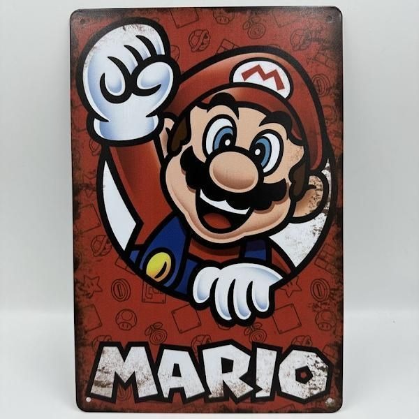 スーパーマリオ ブリキ看板 レトロゲームキャラクター インテリア