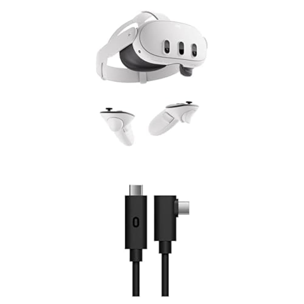 Quest 3 VRヘッドセット(512GB)+純正PC接続ケーブル