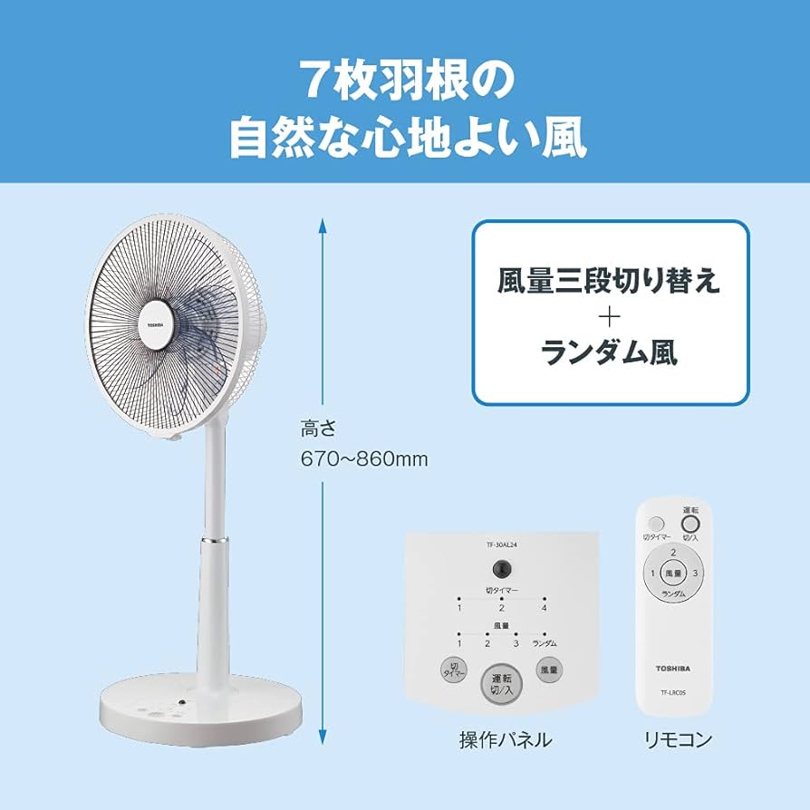 Amazon.co.jp: 東芝 リビング 扇風機 TF-30AL24 7枚羽根 風量 3段階