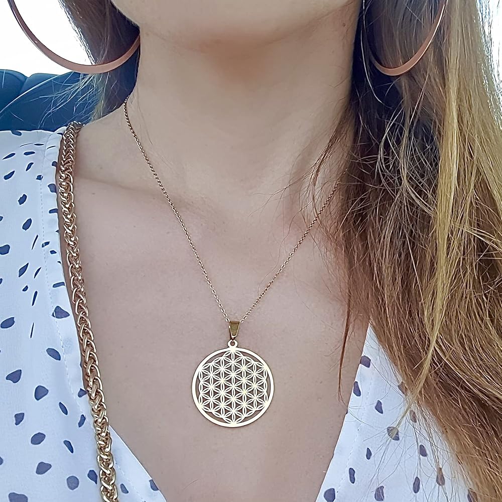Amazon | フラワー オブ ライフ 神聖な幾何学ネックレス ゴールド