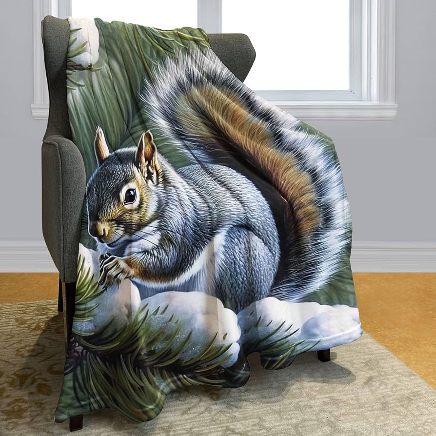 Rstick Squirrel Blanket Cute Animal Fleece Blanket Soft Fuzzy