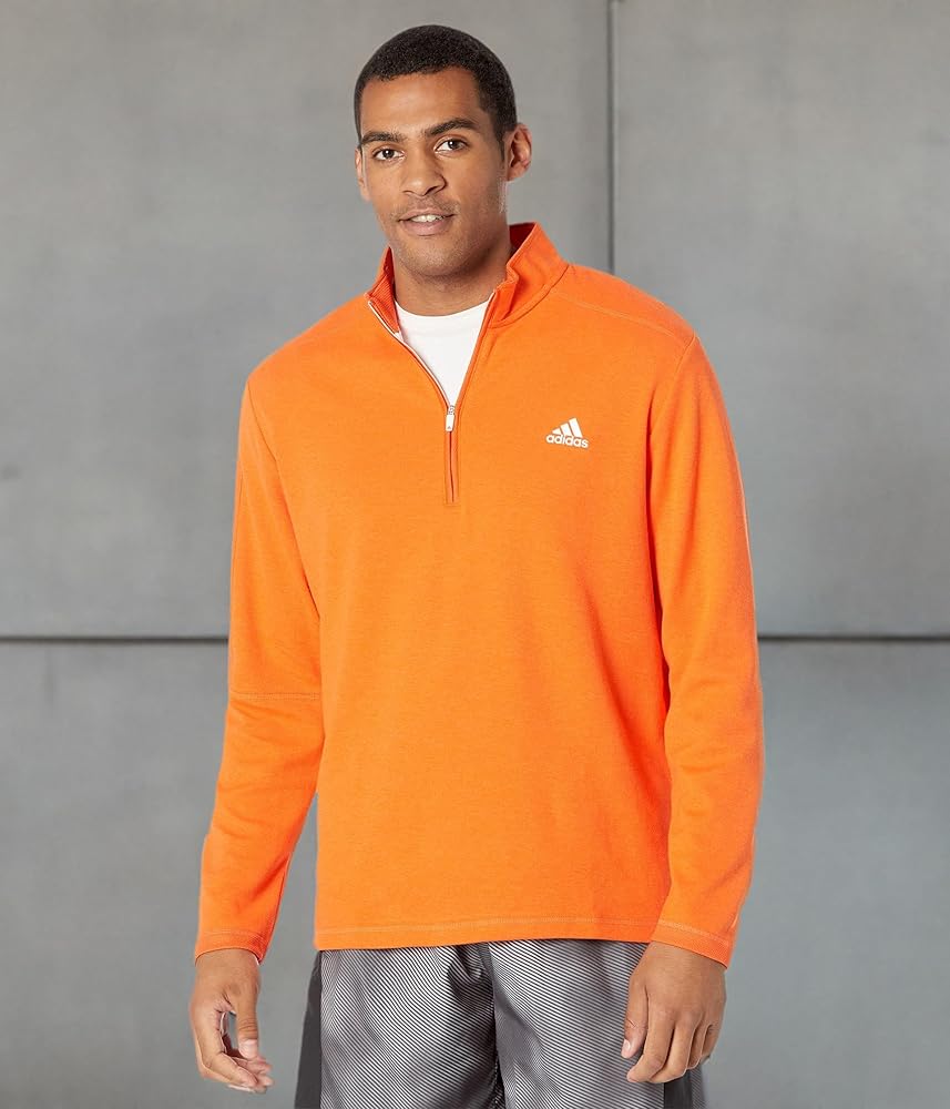 adidas 3-Stripes 1/4 Zip Pullover Semi Impact Orange Melange 2XL