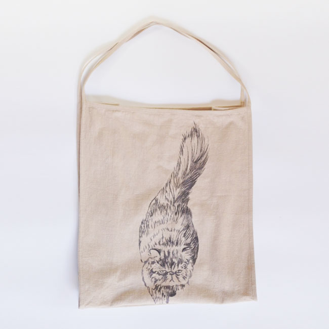 ORIGINAL】Furbaby embroidery Ramie-Tote/猫刺繍ラミートートバッグ