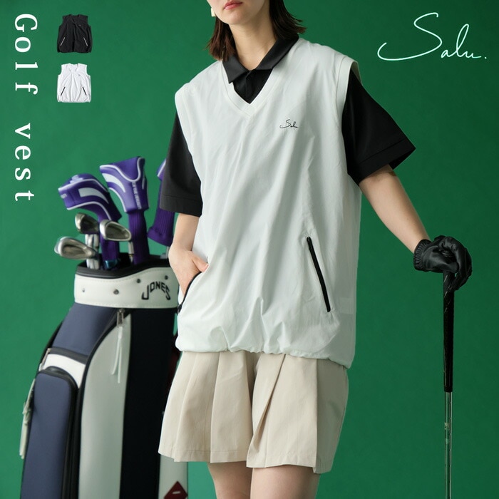 ベスト レディース Vネック ロゴ刺繍入り ゴルフ 送料無料・(80)メール