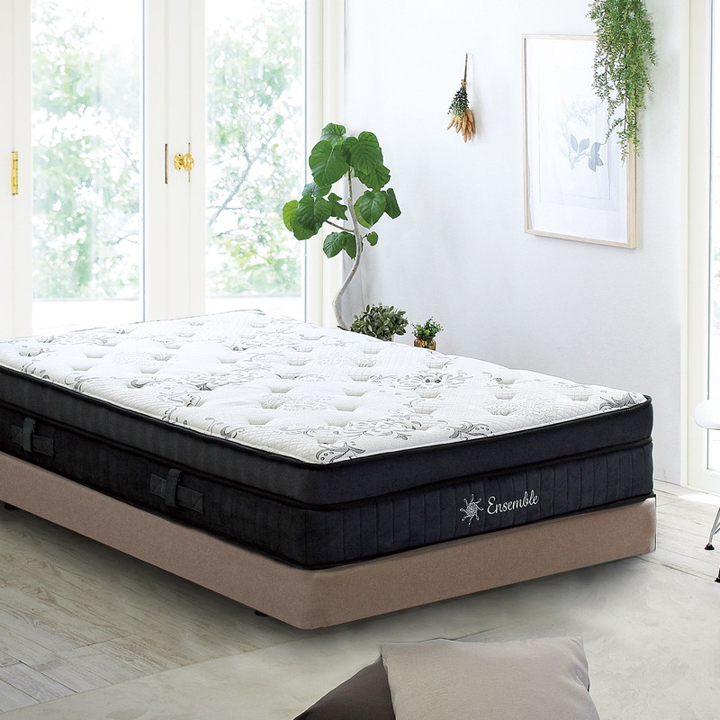 クイーン】【寝心地重視】2層ポケットコイルマットレス アンサンブル