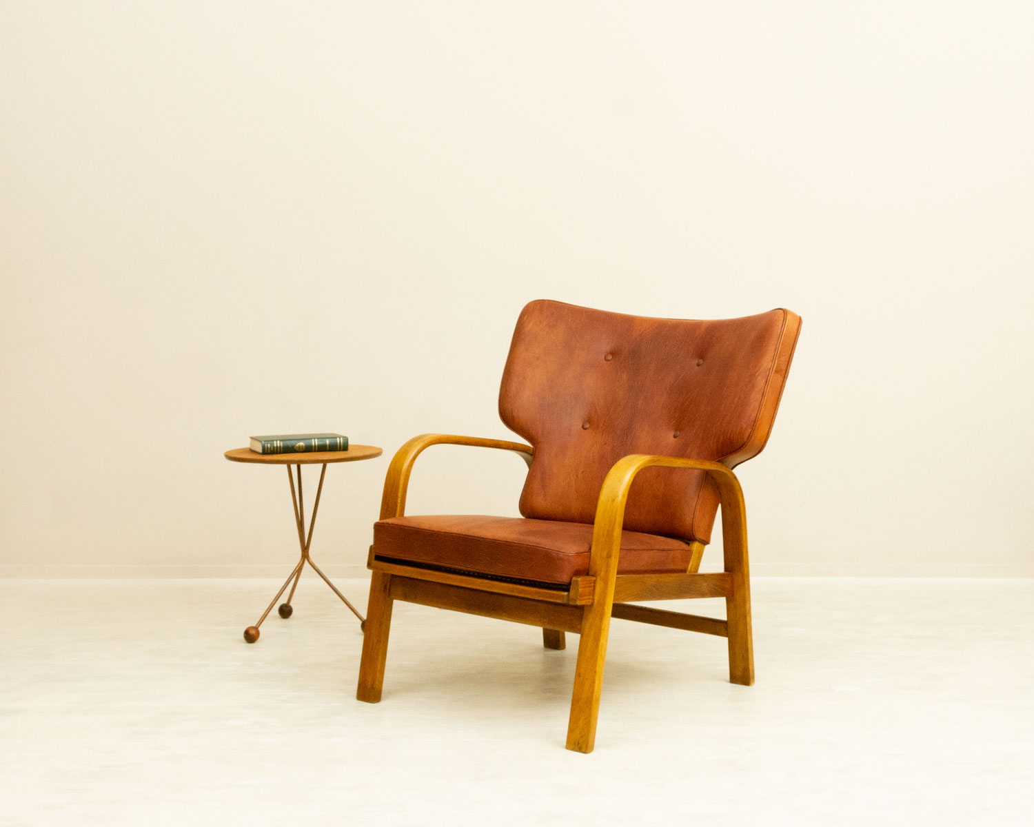 Magnus Stephensen イージーチェア ビーチ レザー ラタン 北欧