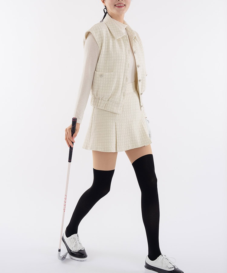 ラメチェック柄 ベスト スカート セットアップ | スポーツウエア
