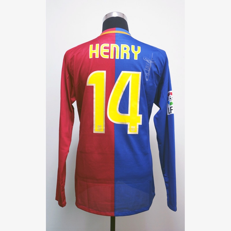 アンリ直筆サイン入り選手支給バルセロナ08/09ホームユニフォーム
