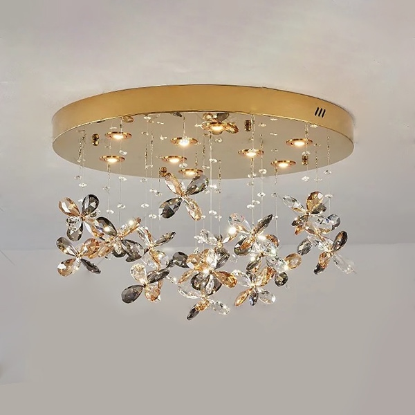 デザイン照明 クリスタルシーリングライト ゴールド（φ600／800