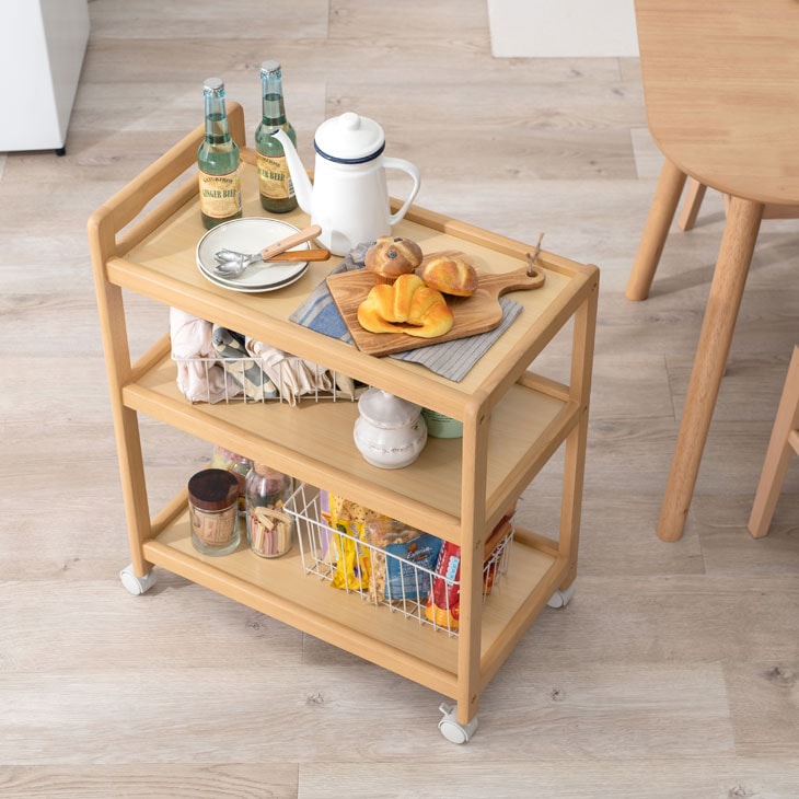 天然木キッチンワゴン VW-7977｜ファミリー・ライフ公式通販