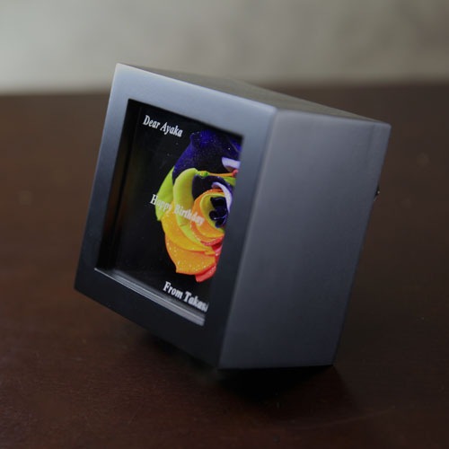 レインボーローズ プリザーブドフラワー ミニメッセージ黒BOX