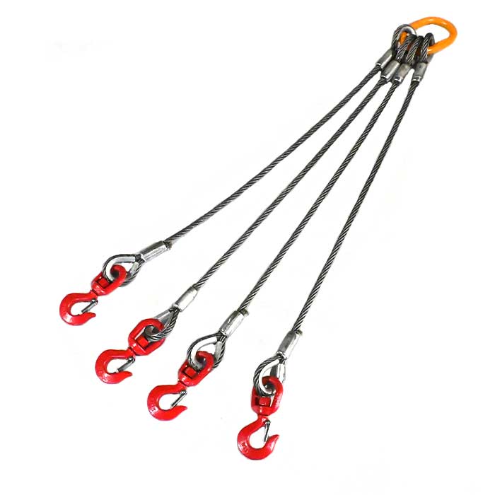 径12mm(4分)×3m_4点吊_キトー_使用荷重:3.2t_スイベルフック_ワイヤー