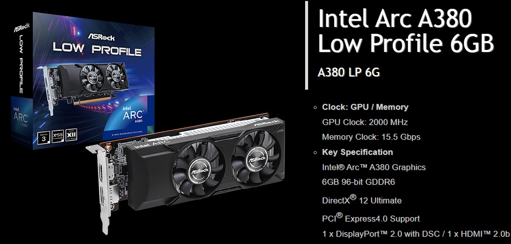 ASRock Announces Arc A380 Low Profile Graphics Card