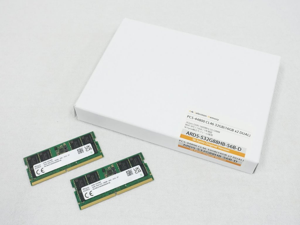ネイティブDDR5-5600DRAM搭載、SKhynix純正モジュール採用262Pin SO