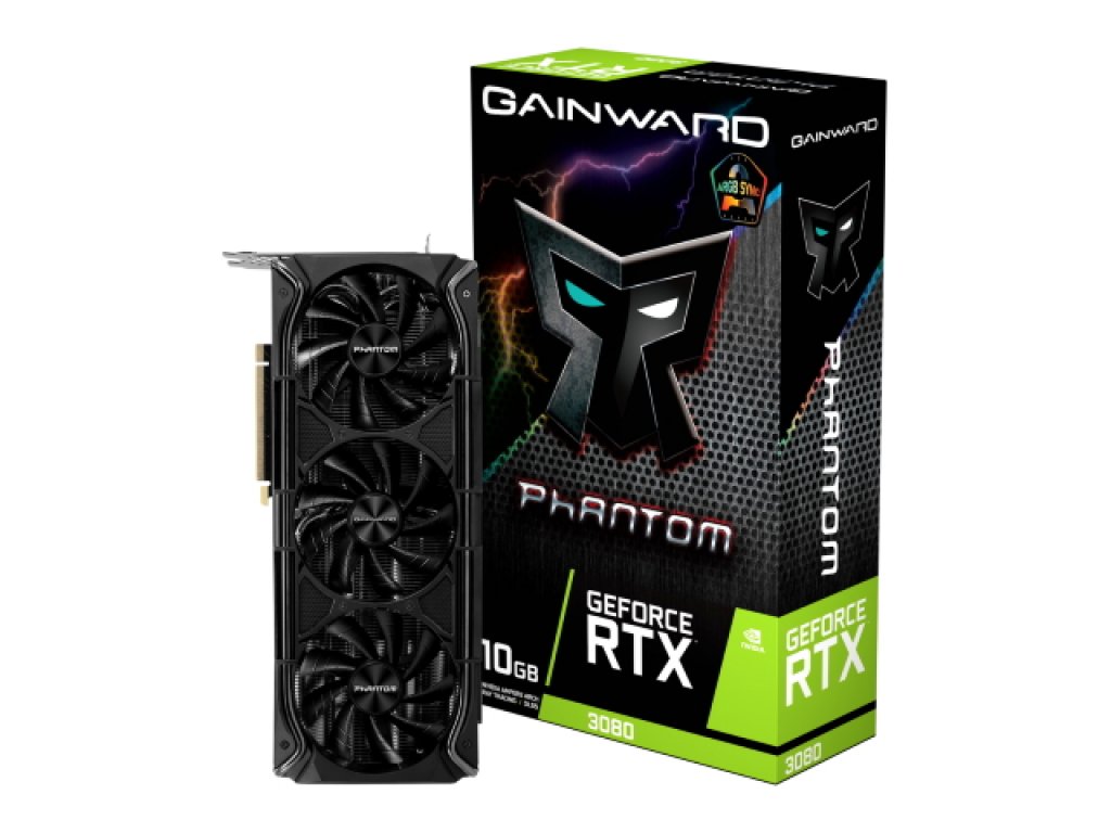 GAINWARDから3連セミファンレス仕様のGEFORCE RTX3080 LHR搭載