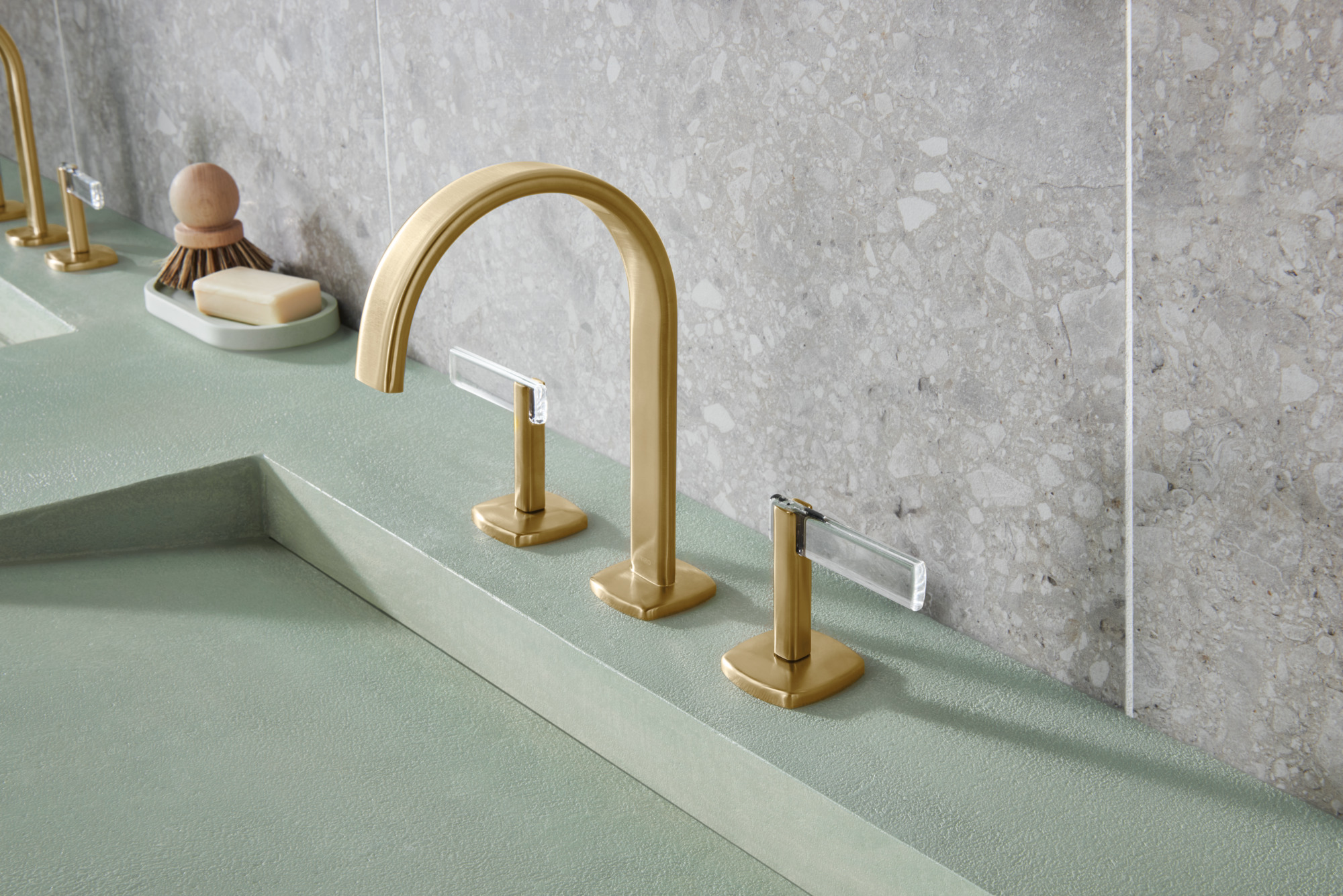 Allaria® | Widespread Lavatory Faucet with Arc Spout - Less Handles