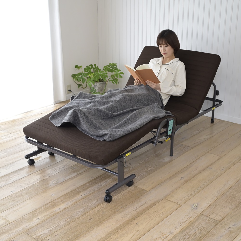 山善 電動フォールディングベッド CEB-8S(DBR)【店頭受取またSUN急便